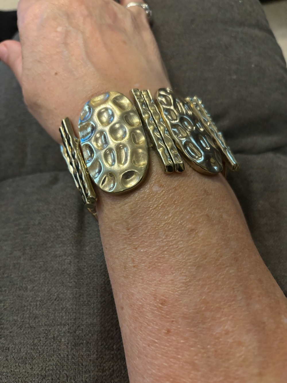 Gold tone Textured Link Bracelet - Women Jewelry